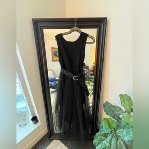 Black Sheer Party Dress with Belt ~ Size S